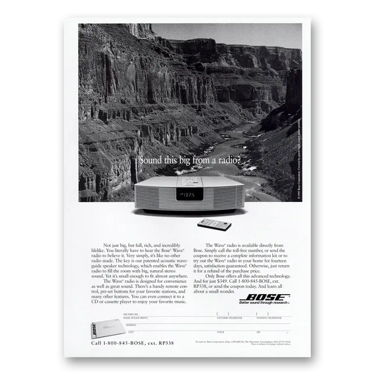 1995 Bose Sound This Big From a Radio Vintage Magazine Print Ad