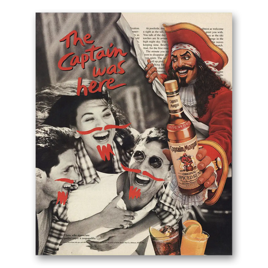 1995 Captain Morgan Rum Captain Was Here Vintage Magazine Print Ad