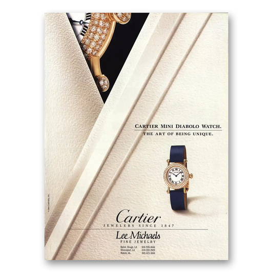 1995 Cartier Watches Mini Diabolo Watch Art of Being Unique Vintage Magazine Print Ad