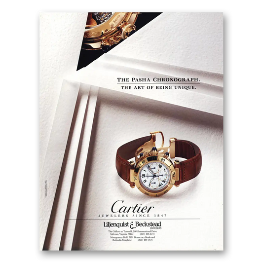 1995 Cartier Watches Pasha Chronograph Art of Being Unique Vintage Magazine Print Ad