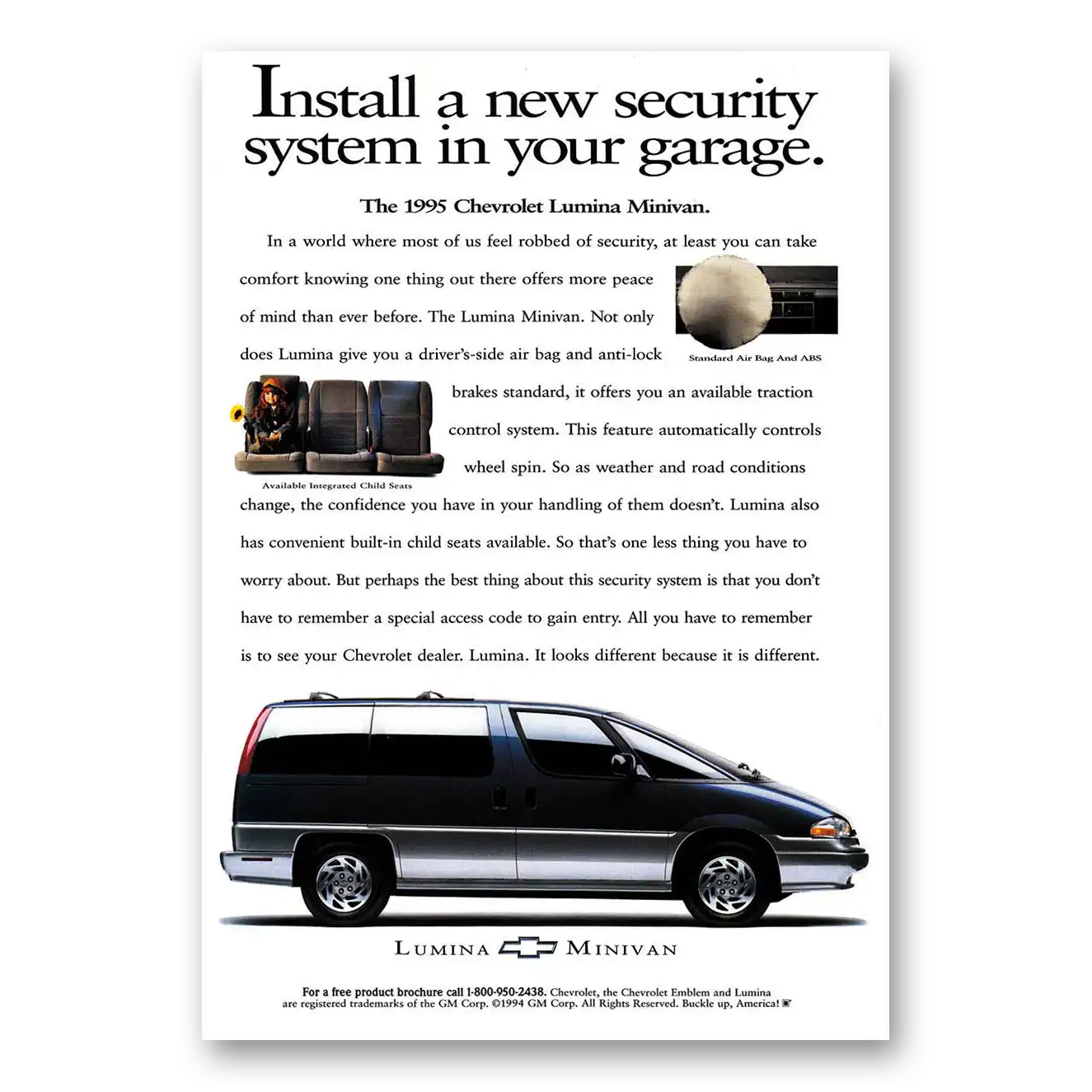 1995 Chevrolet Lumina Minivan Install a New Security System Vintage Magazine Print Ad