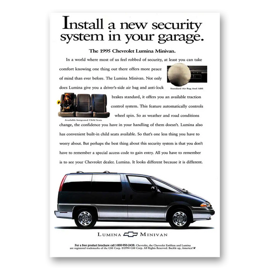 1995 Chevrolet Lumina Minivan Install a New Security System Vintage Magazine Print Ad