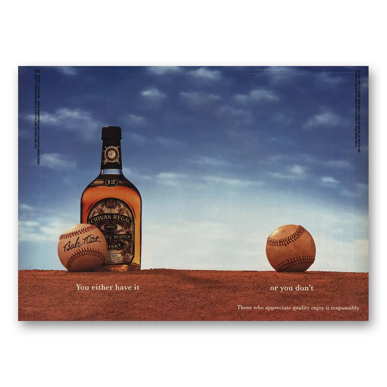 1995 Chivas Regal You Either Have It Vintage Magazine Print Ad