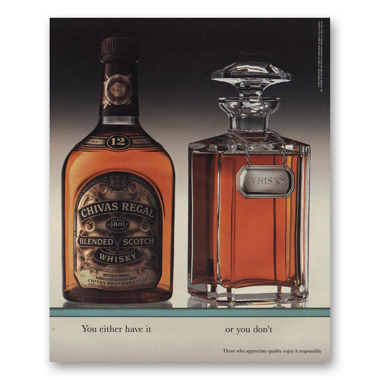 1995 Chivas Regal You Either Have It or You Don’t Vintage Magazine Print Ad