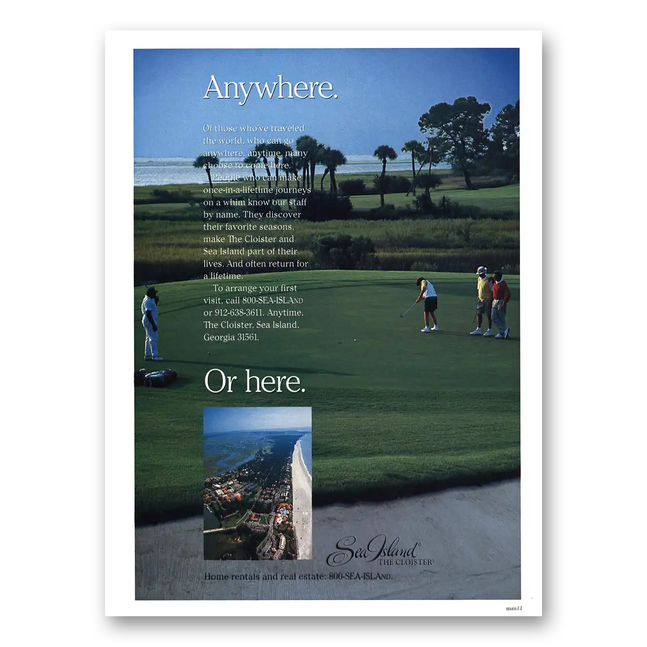 1995 Sea Island Georgia Cloisters Sea Island Anywhere Or Here Vintage Magazine Print Ad