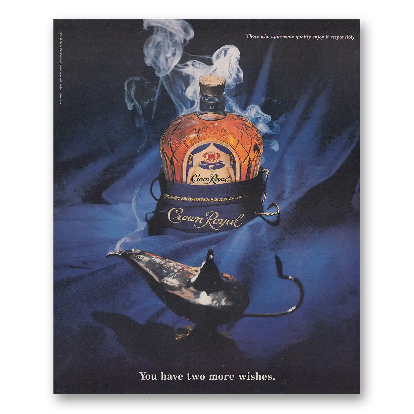 1995 Crown Royal You Have Two More Wishes Vintage Magazine Print Ad