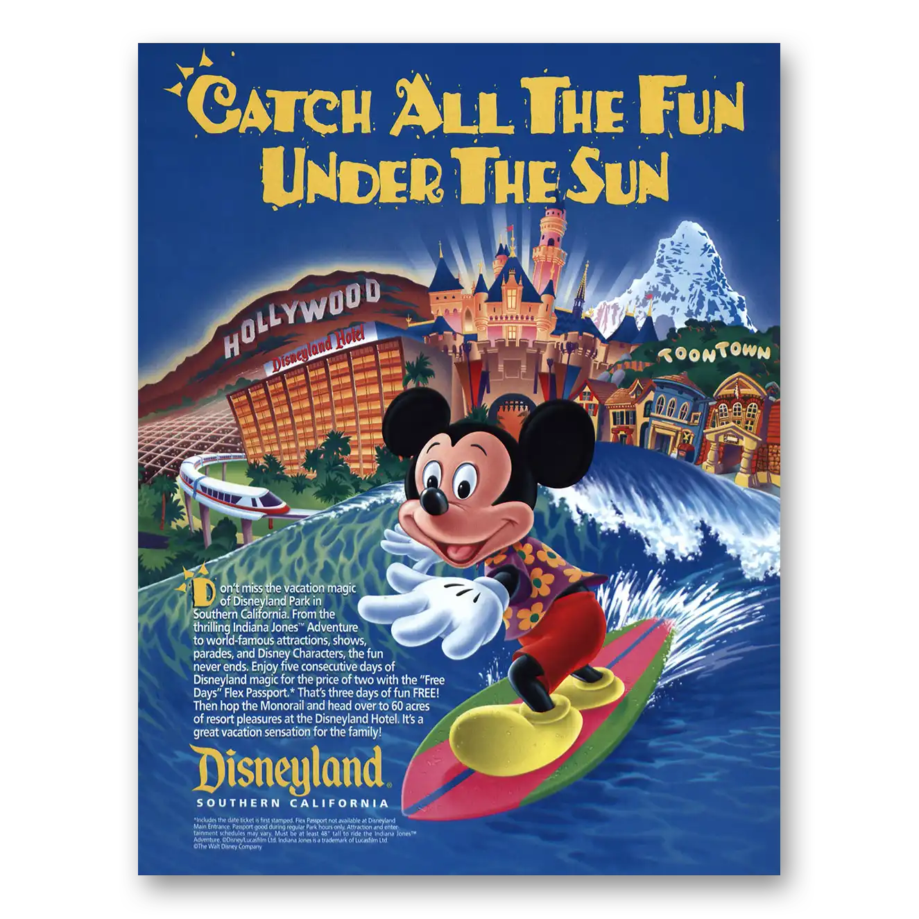 1995 Disneyland Catch All the Fun Under the Sun Vintage Magazine Print Ad