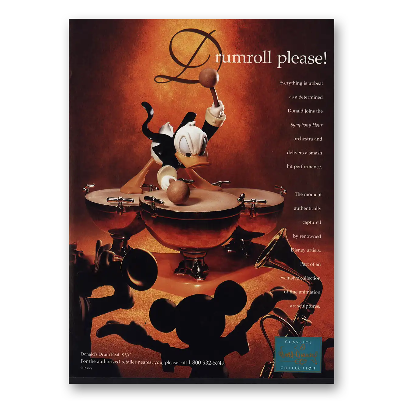 1995 Walt Disney Collection Drumroll Please Vintage Magazine Print Ad