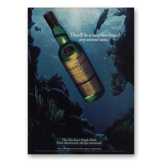 1995 Glenlivet Single Malt Man Overboard Vintage Magazine Print Ad