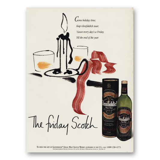 1995 Glenfiddich Friday Scotch Vintage Magazine Print Ad