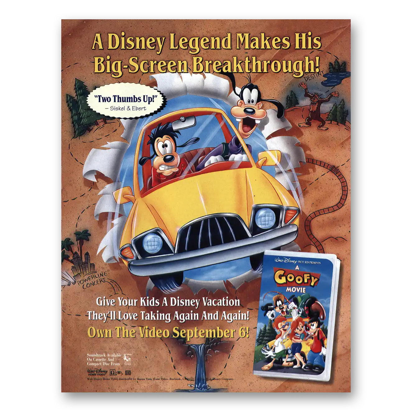 1995 Goofy Movie Promo Disney Legend Big Screen Breakthrough Vintage Magazine Print Ad