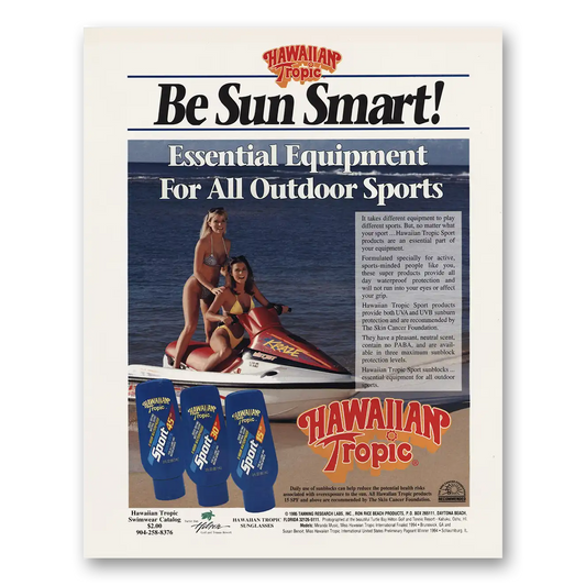 1995 Hawaiian Tropic Essential Equipment Outdoor Sports Vintage Magazine Print Ad