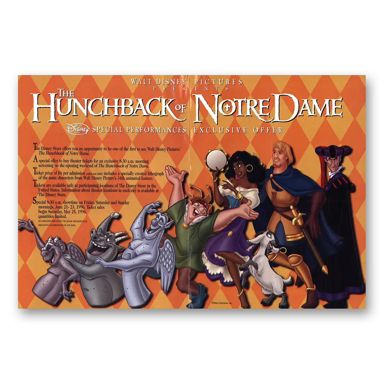 1995 Disneys Hunchback of Notre Dame Promo Join the Party Vintage Magazine Print Ad