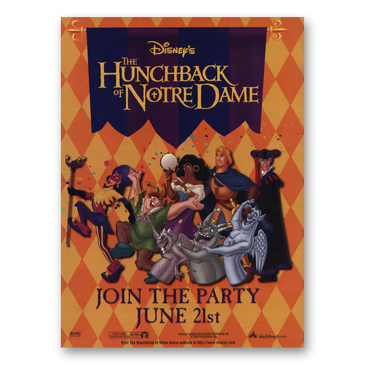 1995 Disneys Hunchback of Notre Dame Promo Join the Party Vintage Magazine Print Ad