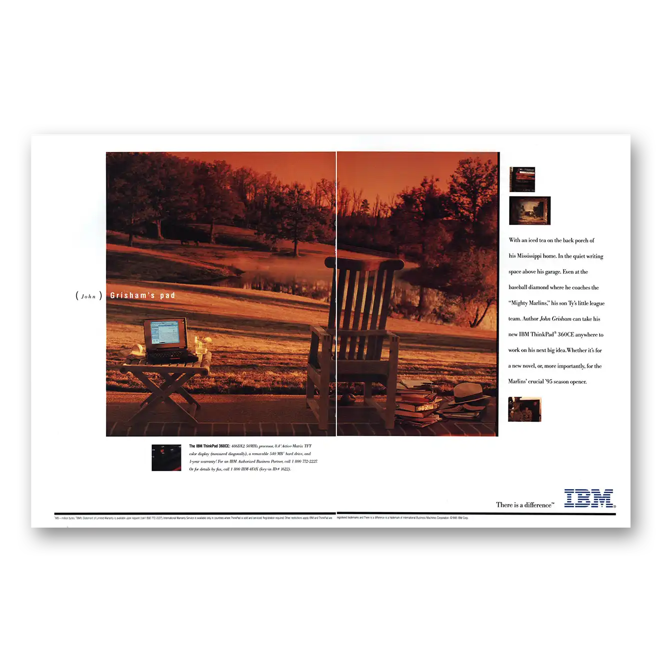 1995 IBM Computers ThinkPad John Grishams Pad Vintage Magazine Print Ad