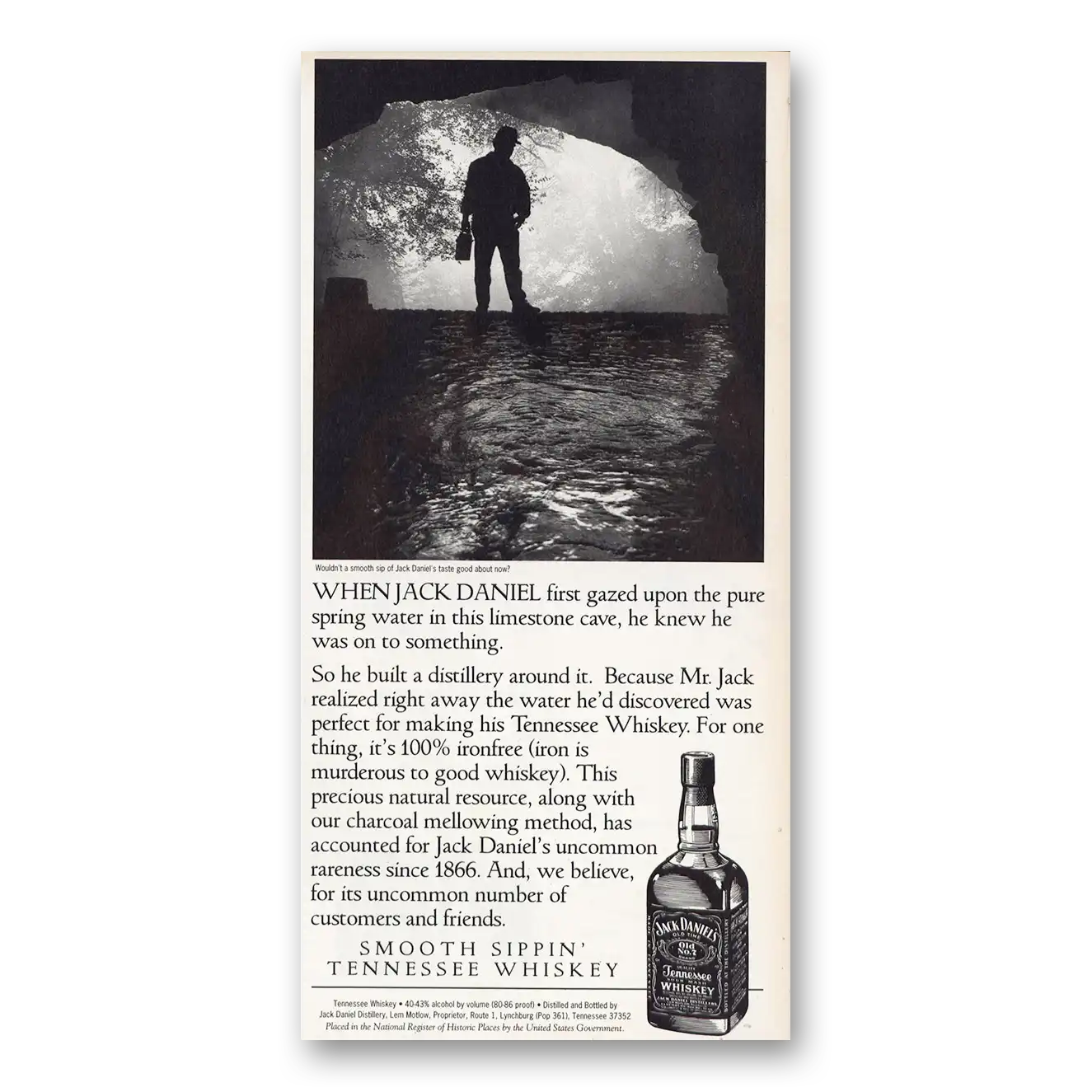 1995 Jack Daniels First Gazed Upon Pure Spring Water Vintage Magazine Print Ad