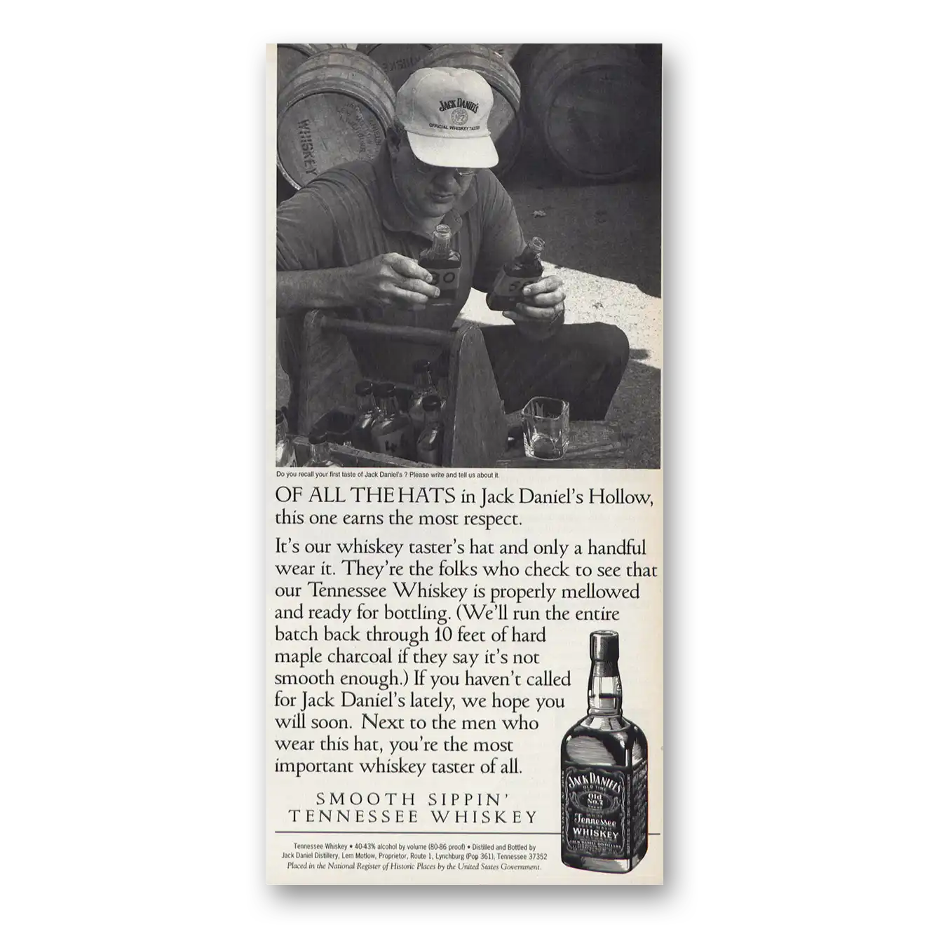 1995 Jack Daniels Of All the Hats in Jack Daniels Hollow Vintage Magazine Print Ad