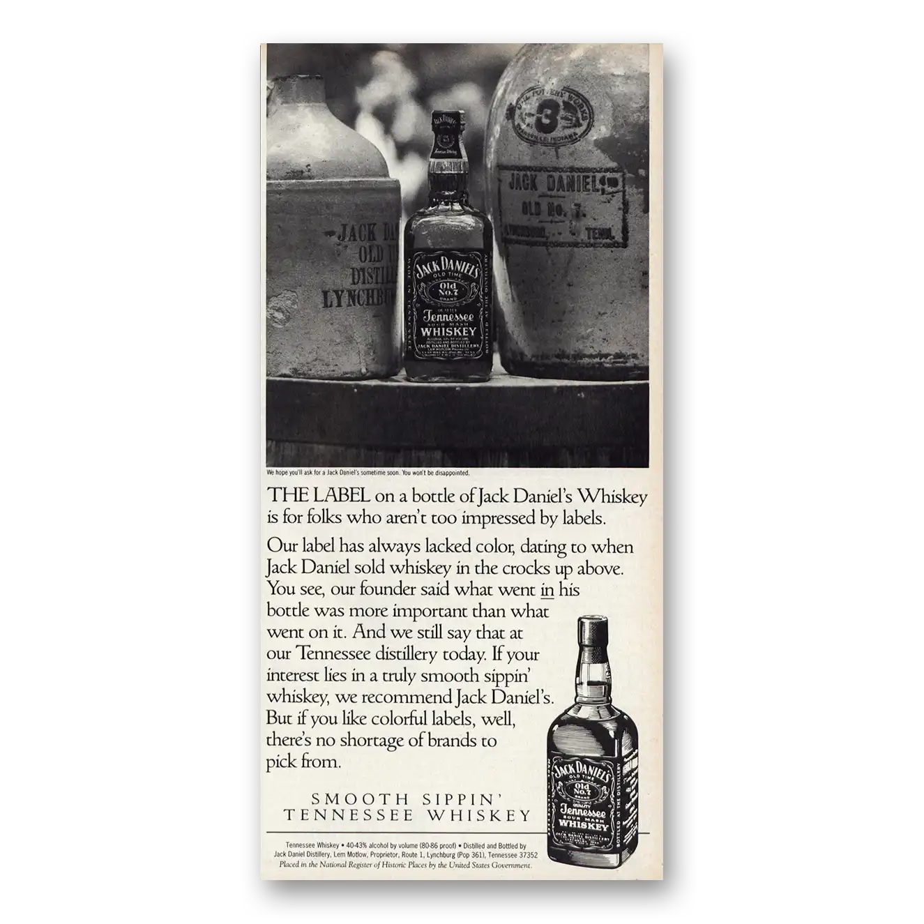 1995 Jack Daniels Label On a Bottle Vintage Magazine Print Ad