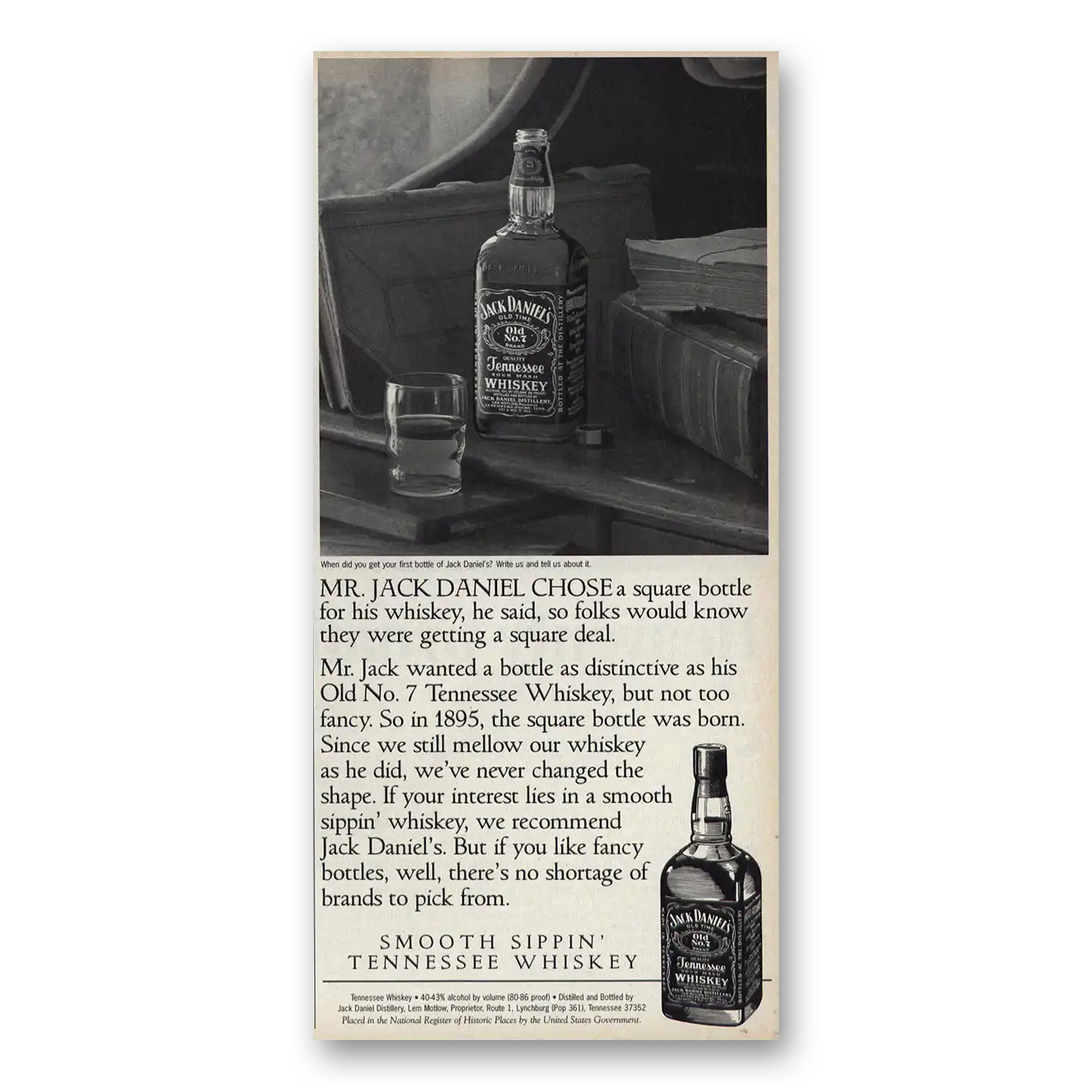 1995 Jack Daniels Chose a Square Bottle Vintage Magazine Print Ad