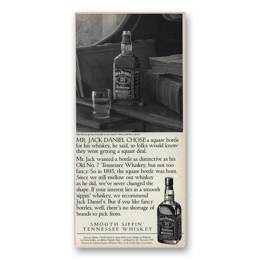 1995 Jack Daniels Chose a Square Bottle Vintage Magazine Print Ad