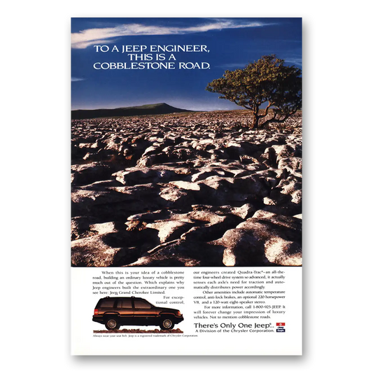 1995 Jeep Grand Cherokee Cobblestone Road Vintage Magazine Print Ad