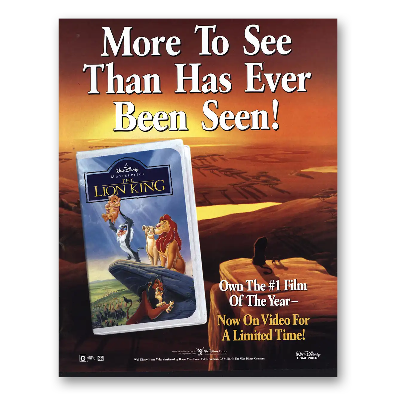 1995 Lion King Promo More to See Than Has Ever Been Seen Vintage Magazine Print Ad