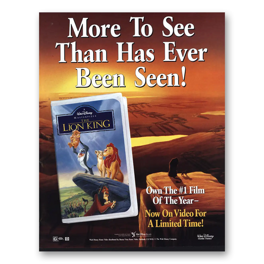 1995 Lion King Promo More to See Than Has Ever Been Seen Vintage Magazine Print Ad