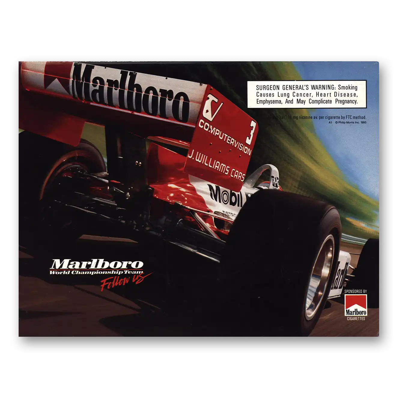 1995 Marlboro Cigarettes Championship Team Computervision Vintage Magazine Print Ad