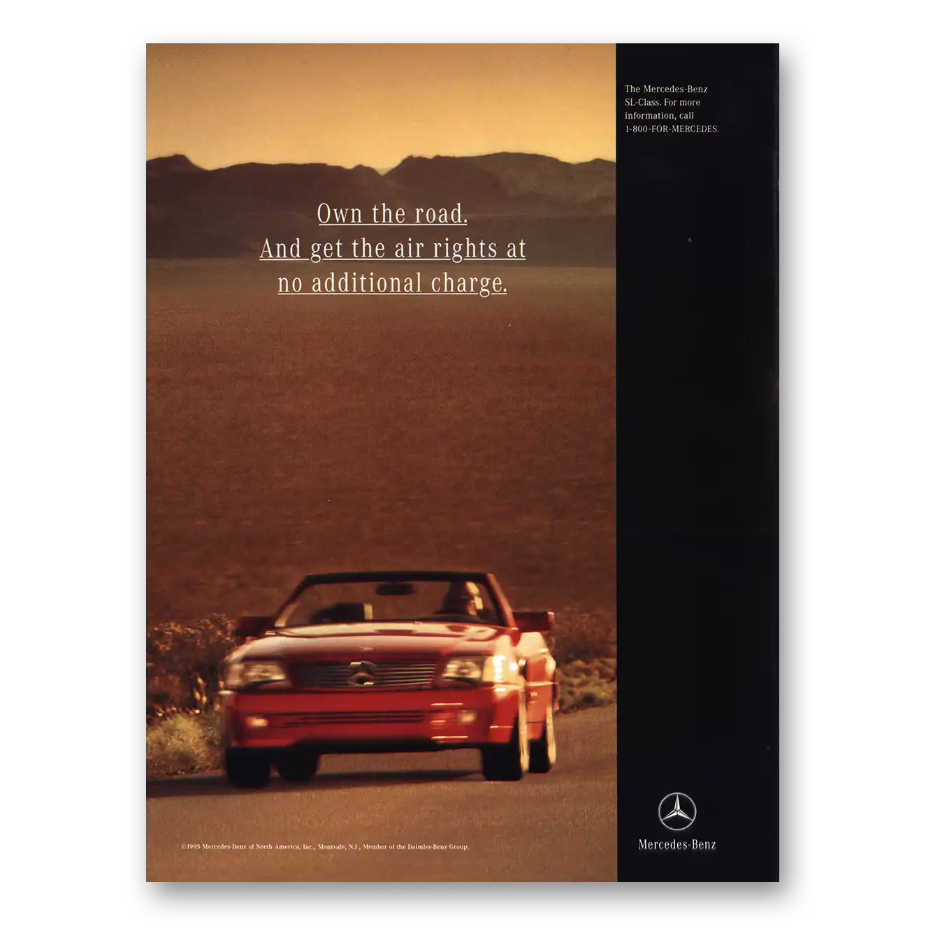 1995 Mercedes Benz SL Class Own the Road Get the Air Rights Vintage Magazine Print Ad