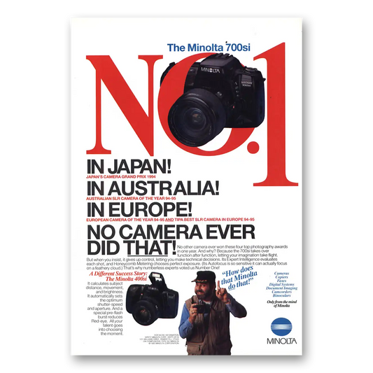 1995 Minolta No 1 Japan Australia Europe Vintage Magazine Print Ad