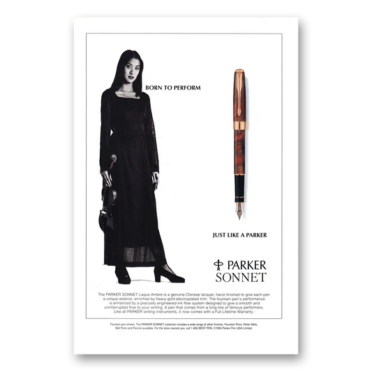 1995 Parker Sonnet Pen Born to Perform Vintage Magazine Print Ad