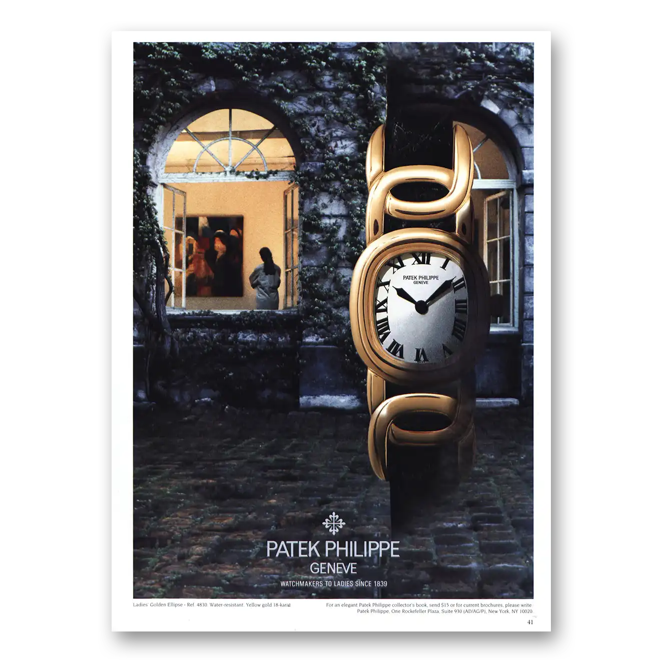 1995 Patek Philippe Watch Ladies Golden Ellipse Vintage Magazine Print Ad