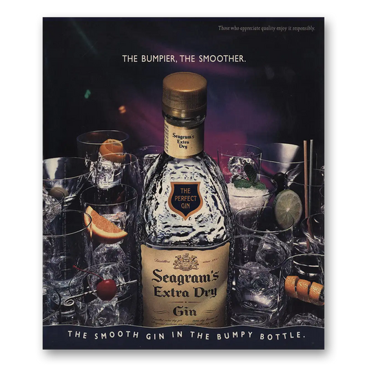 1995 Seagrams Extra Dry Gin Bumpier The Smoother Vintage Magazine Print Ad