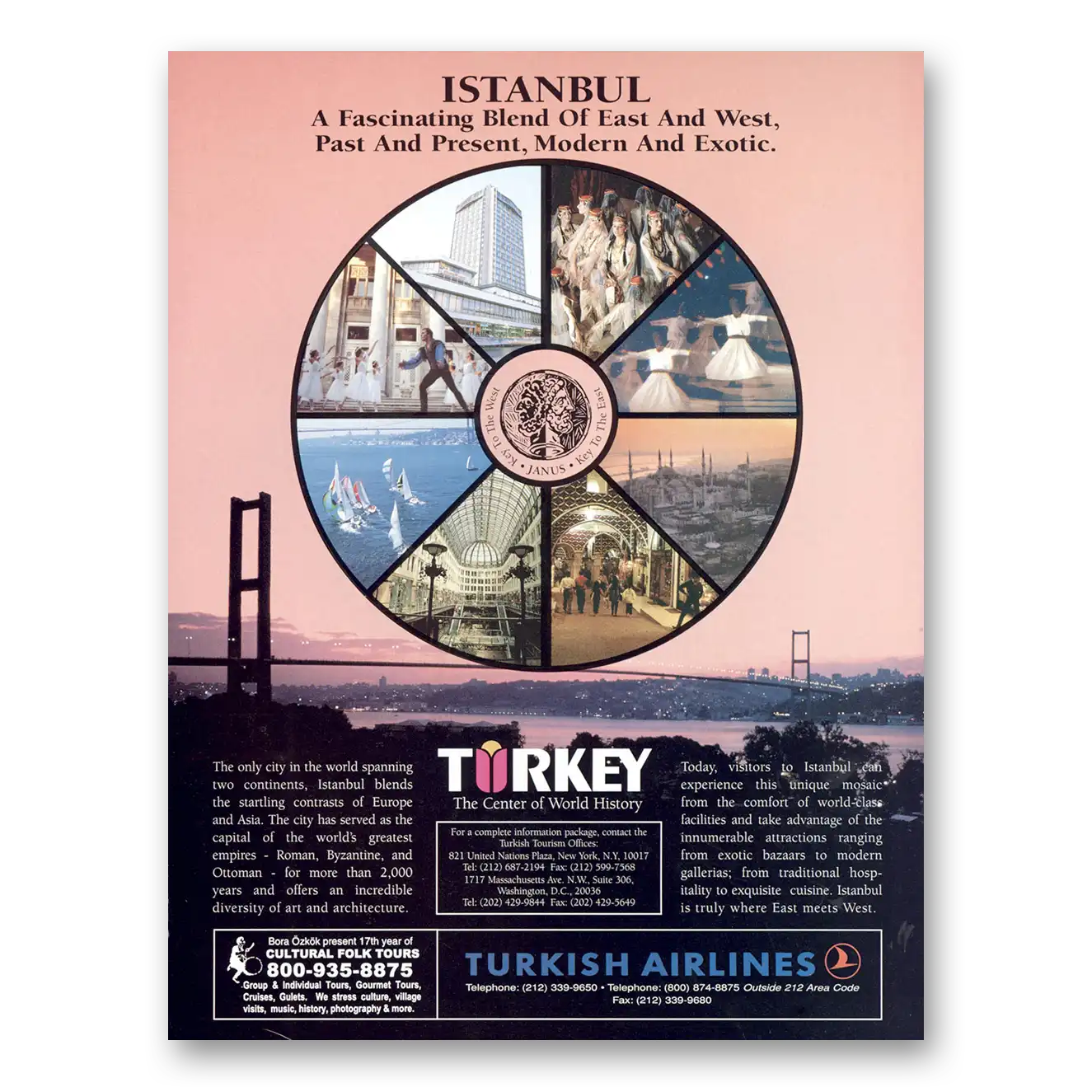 1995 Turkish Airlines Istanbul Fascinating Blend Vintage Magazine Print Ad