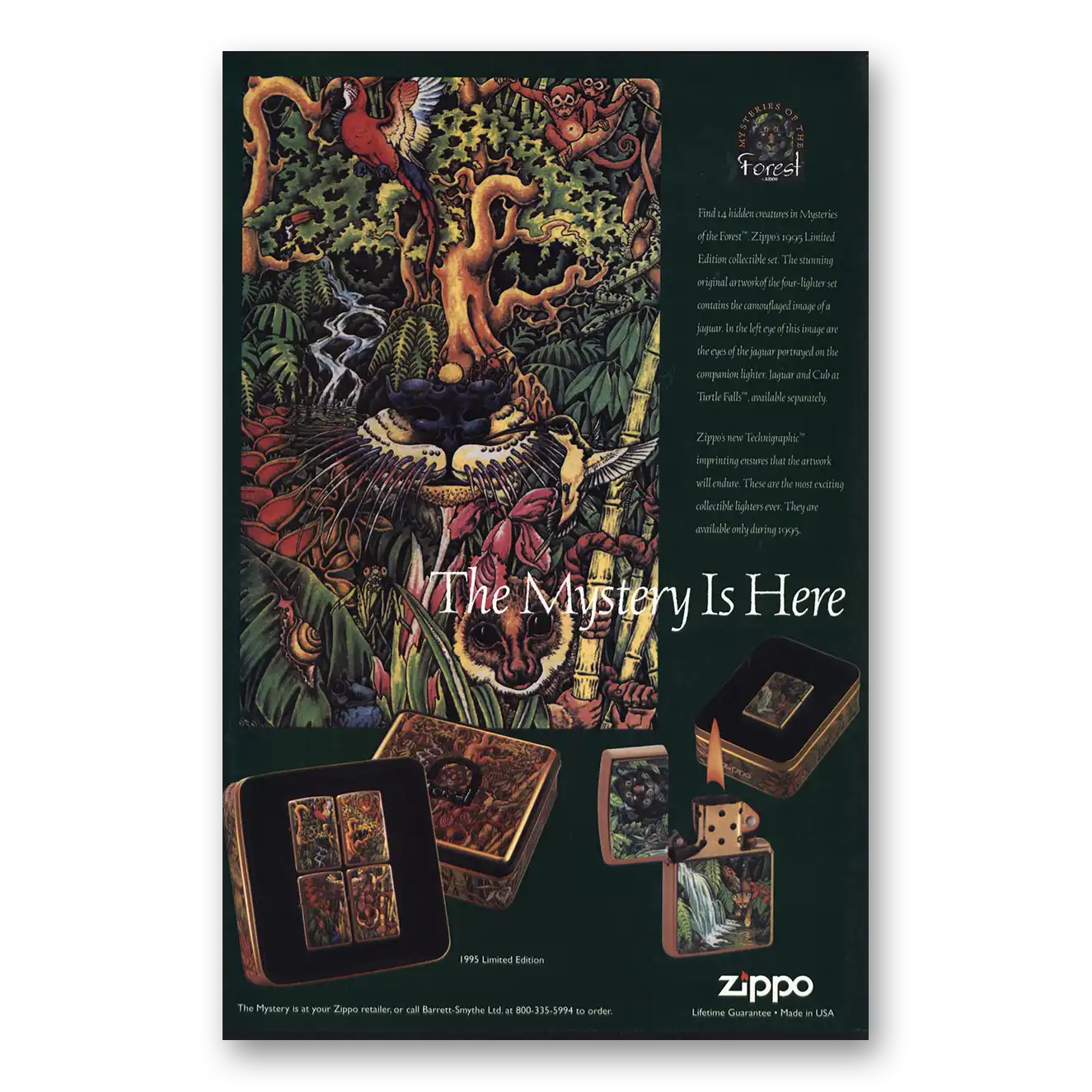 1995 Zippo Lighter The Mystery Is Here Vintage Magazine Print Ad