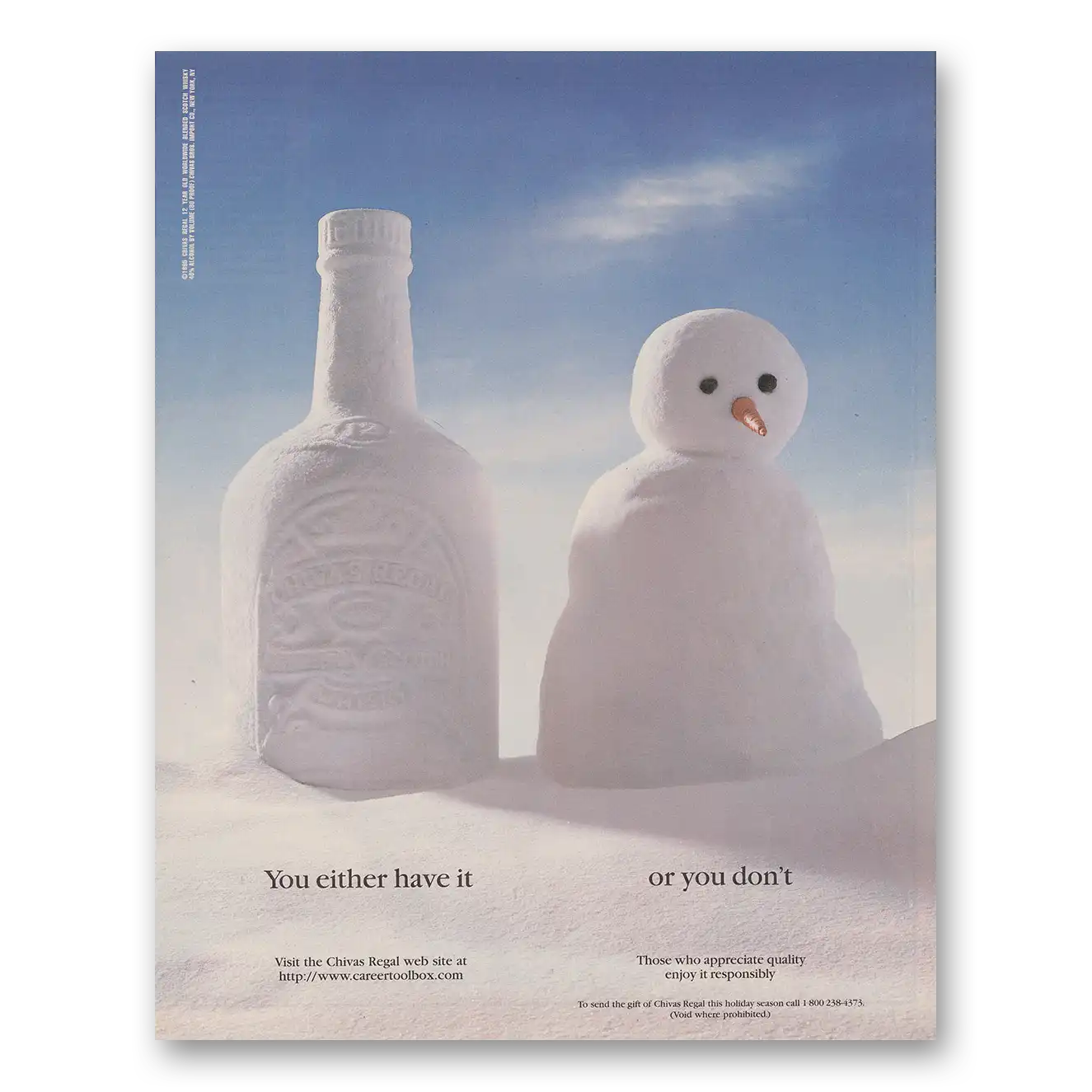 1996 Chivas Regal You Either Have It Or You Don't Vintage Magazine Print Ad