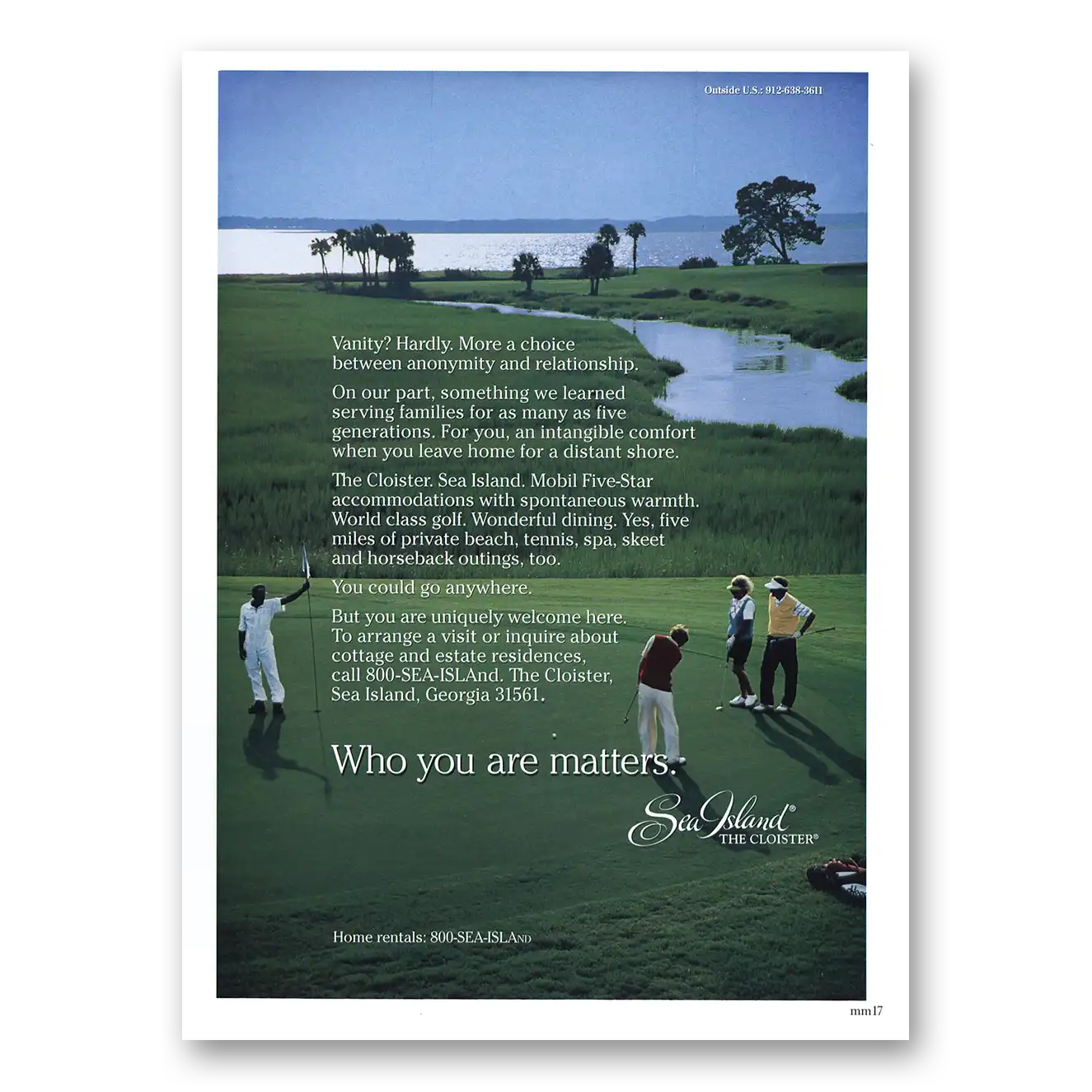 1996 Sea Island Georgia Who You Are Matters Vintage Magazine Print Ad