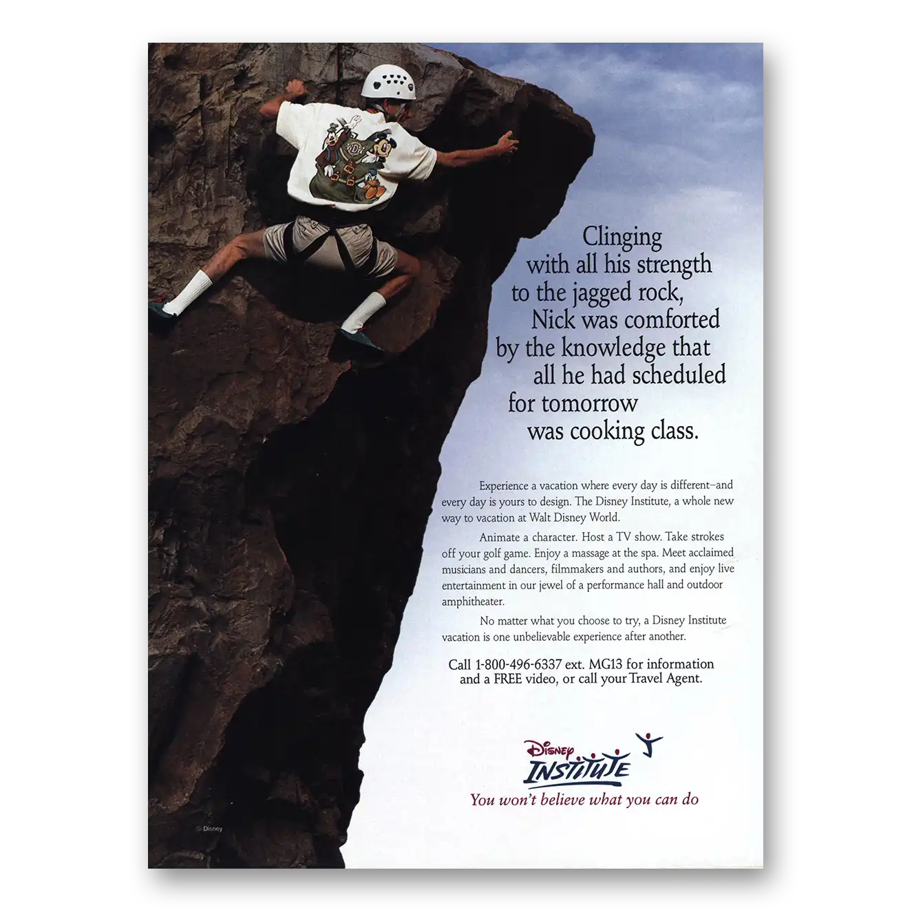 1996 Disney Institute Clinging Jagged Rock Vintage Magazine Print Ad