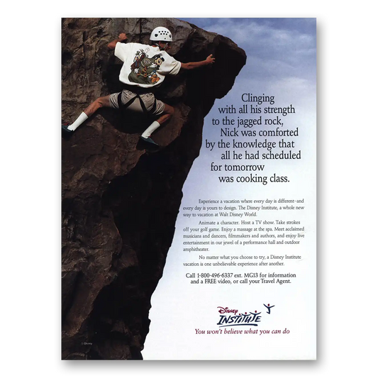 1996 Disney Institute Clinging Jagged Rock Vintage Magazine Print Ad