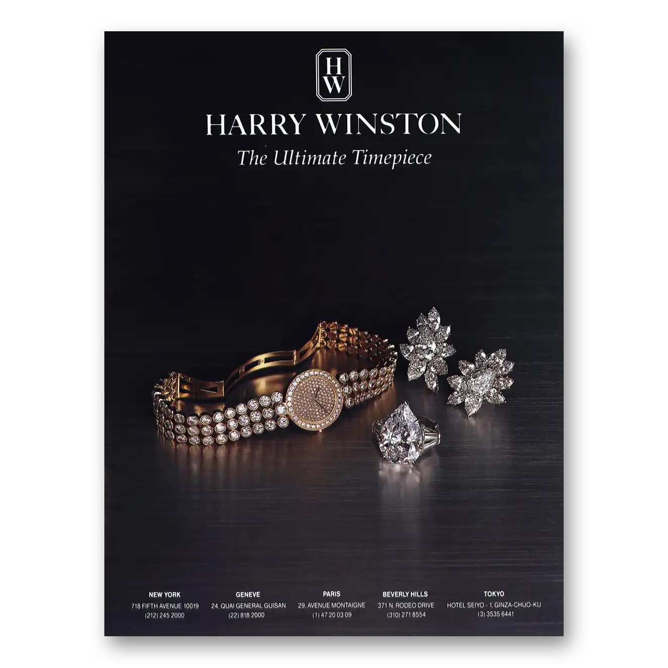 1995 Harry Winston Jewelry Ultimate Timepiece Watch Vintage Magazine Print Ad