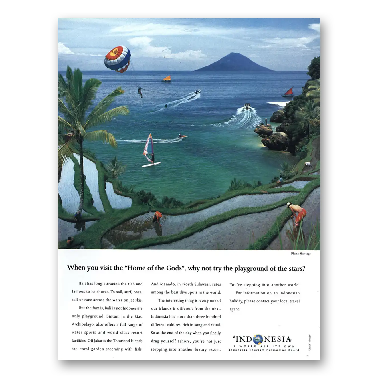 1996 Indonesia Visit the Home of the Gods Vintage Magazine Print Ad