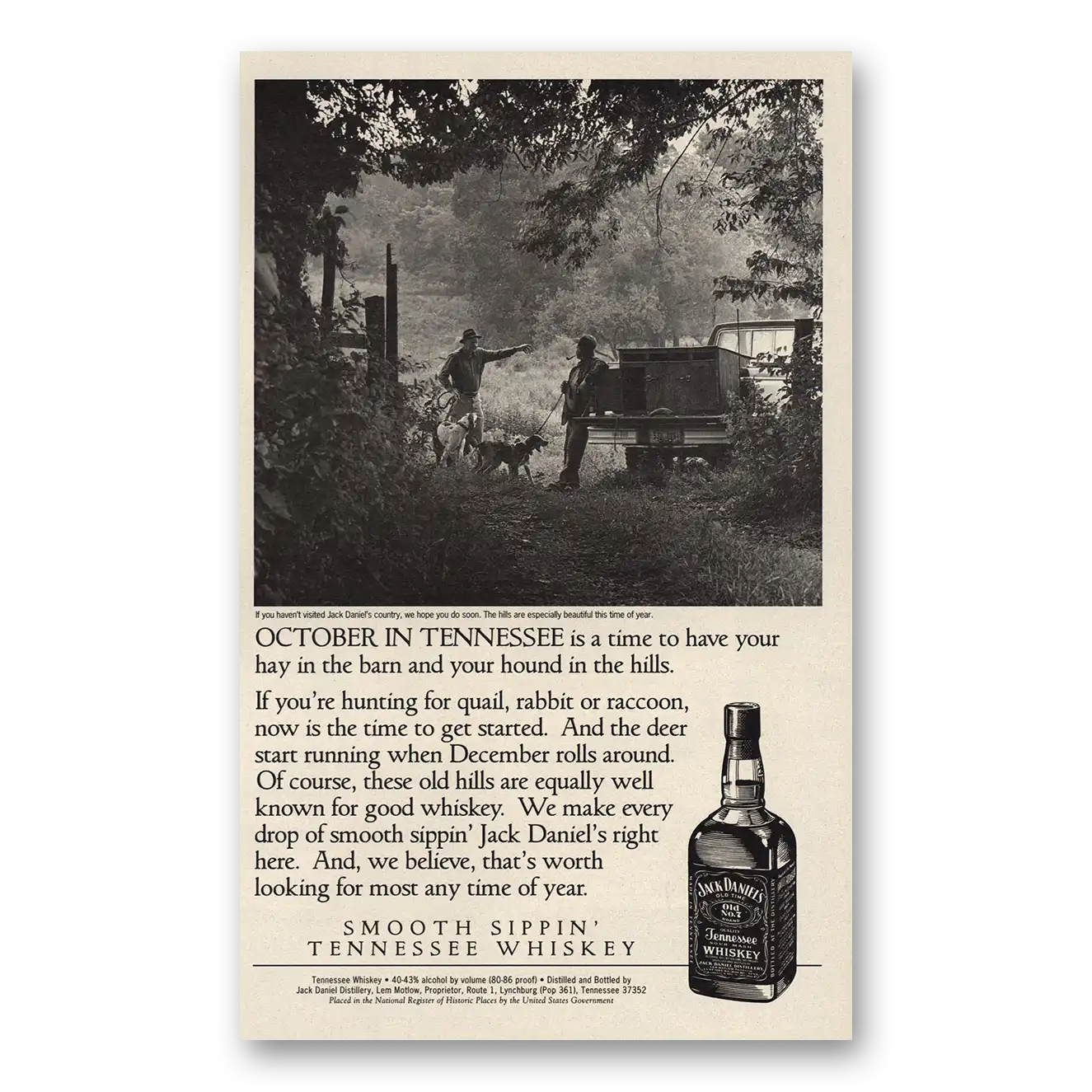 1996 Jack Daniels October In Tennessee Vintage Magazine Print Ad