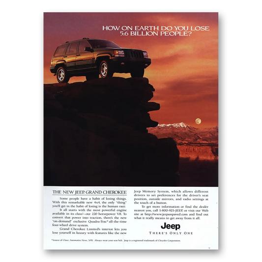 1996 Jeep Grand Cherokee How On Earth Do You Lose Vintage Magazine Print Ad