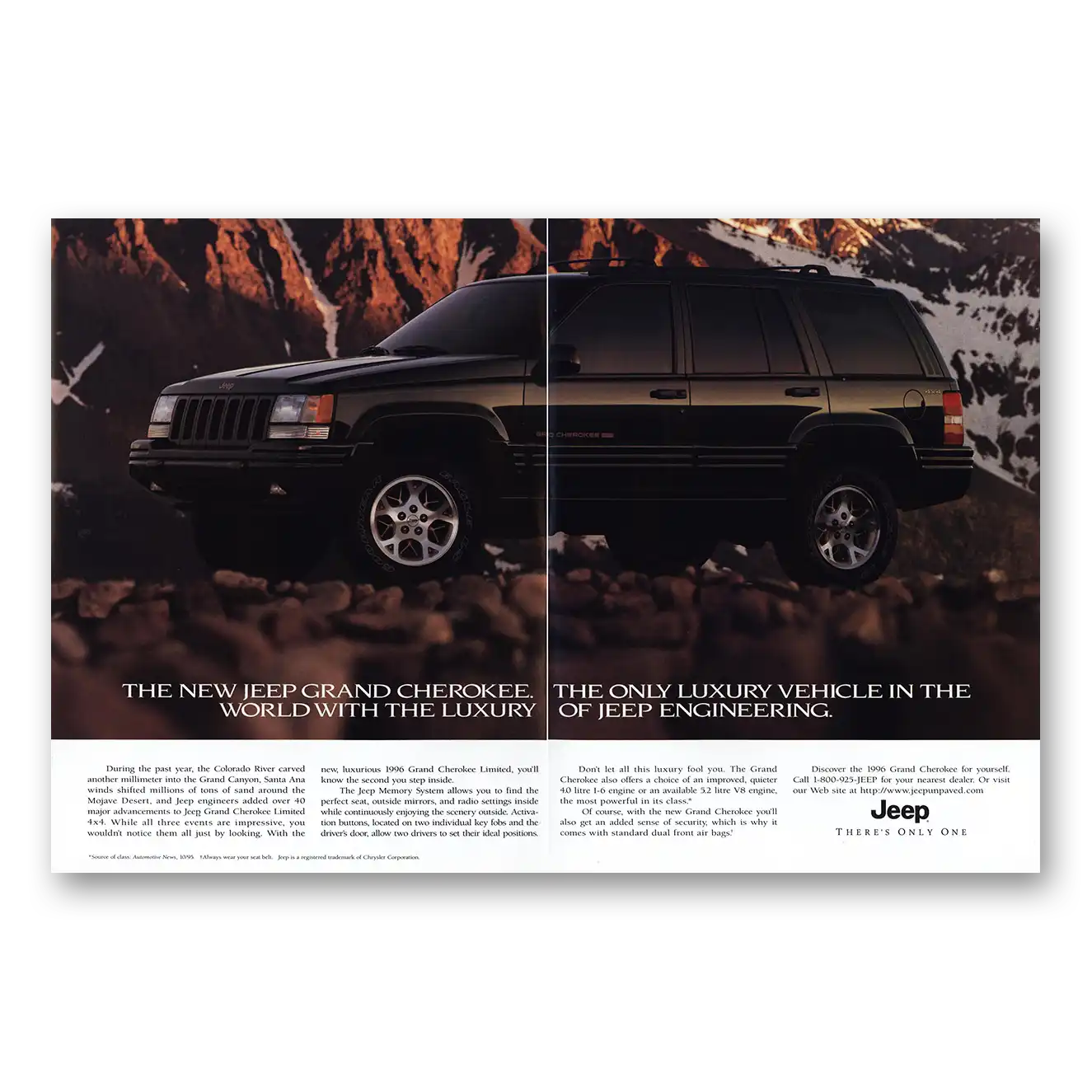 1996 Jeep Grand Cherokee Only Luxury Vehicle In World Vintage Magazine Print Ad