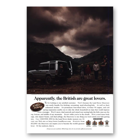 1996 Land Rover Apparently British Are Great Lovers Vintage Magazine Print Ad