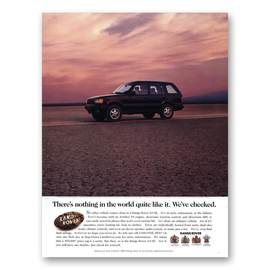 1996 Land Rover Nothing In the World Quite Like It Vintage Magazine Print Ad