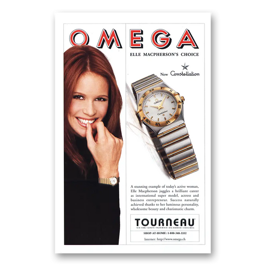 1996 Omega Watch Elle Macpherson Vintage Magazine Print Ad