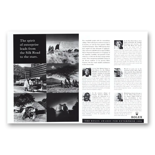 1996 Rolex Awards for Enterprise Vintage Magazine Print Ad