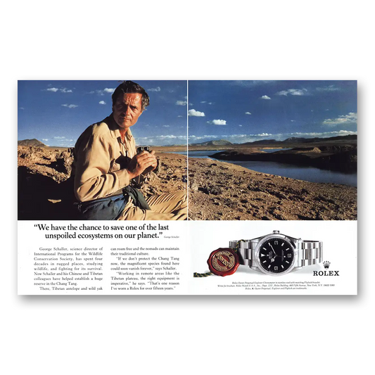 1996 Rolex George Schaller Unspoiled Ecosystems Vintage Magazine Print Ad