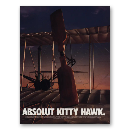 1997 Absolut Vodka Kitty Hawk Vintage Magazine Print Ad